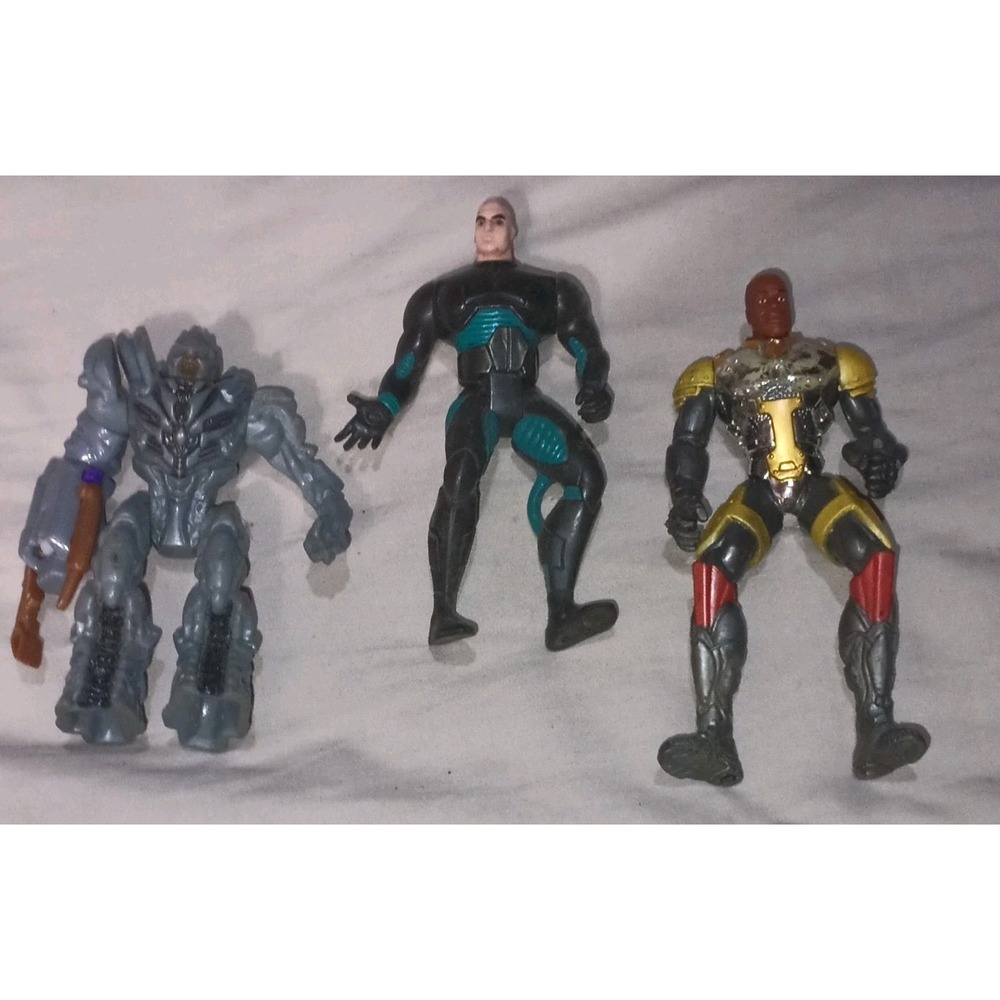Lot of 3 Vintage Action Figures '96 Lex Luthor '97 Shaq Steel '10 Megatron McD's